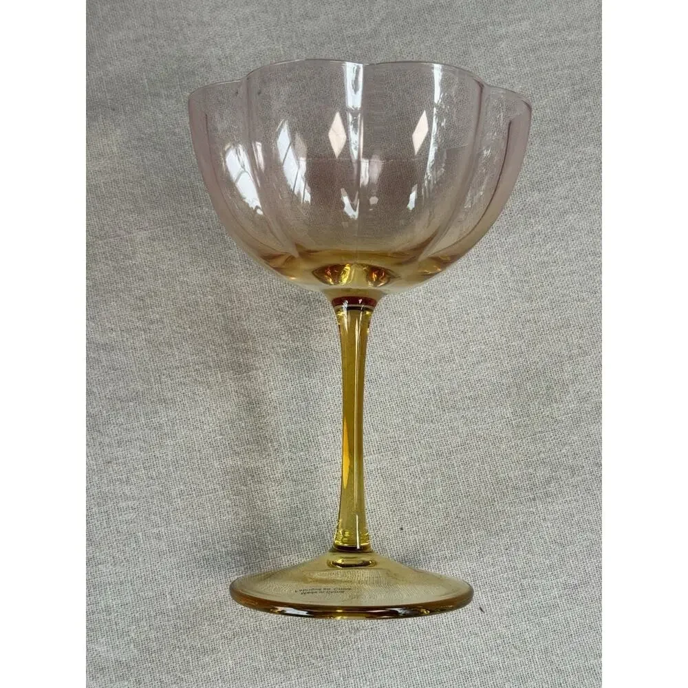 Anthropologie Lille Coupe Champagne Glasses Set of 8 Ombre Scalloped Glass